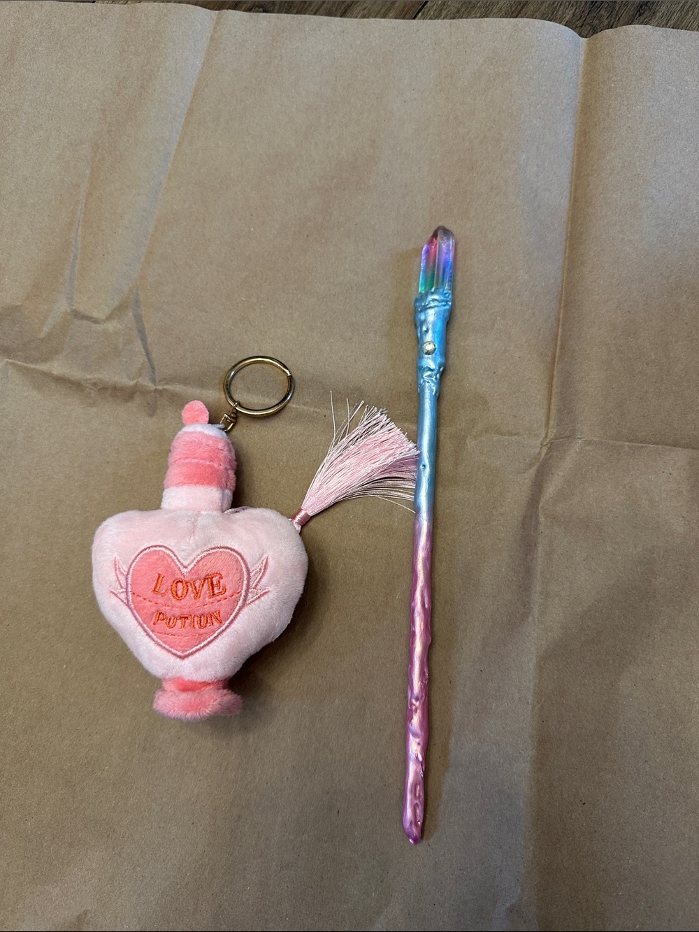 Love potion keychain harry potter and handmade wand resine and crystal